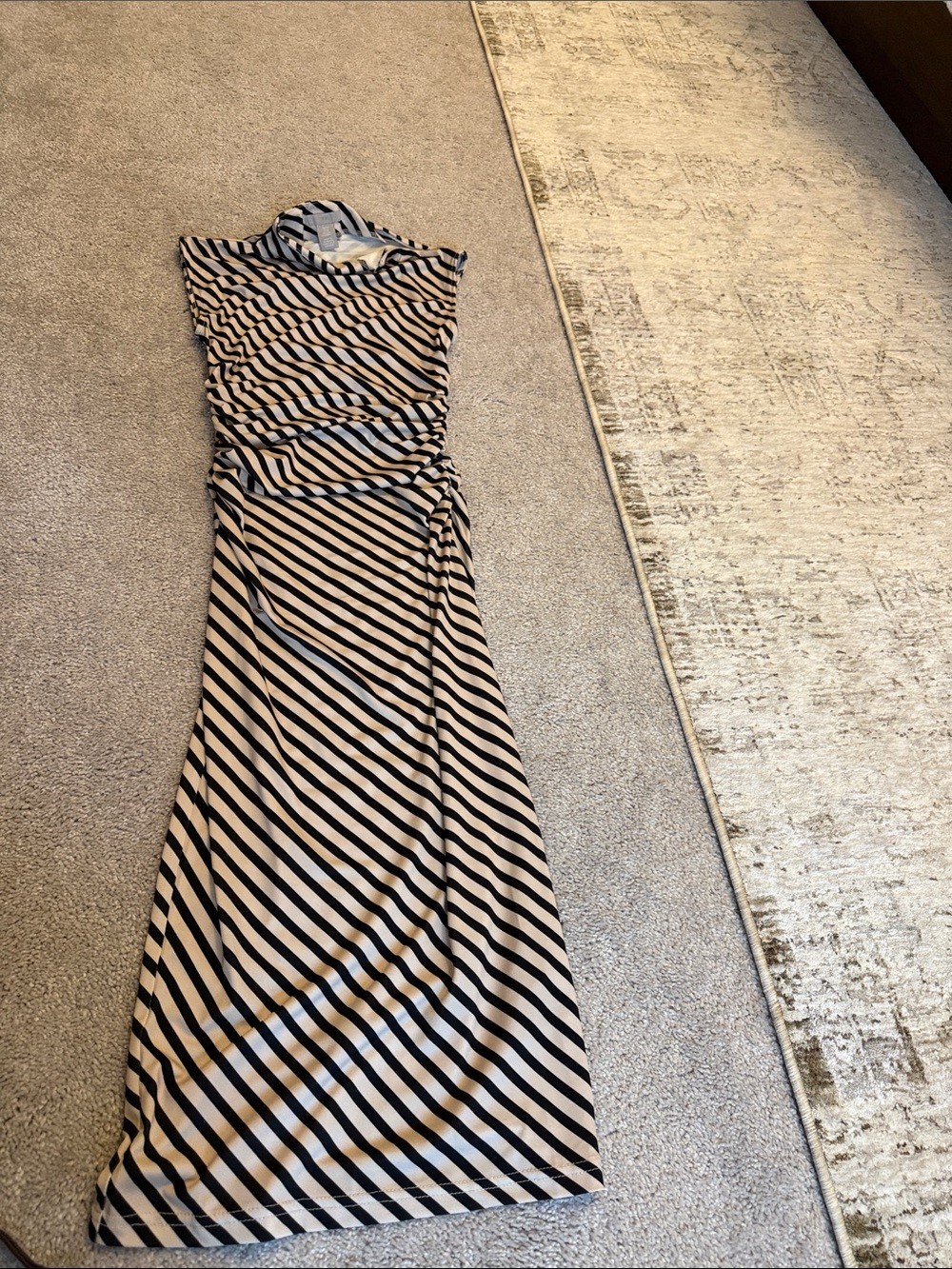 H&M Black and Cream Striped Maxi Dress